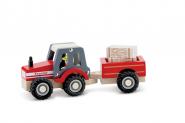 Traktor mit Anhänger und Heuballen aus Holz 