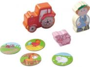 Spielfiguren Bauer Tim und sein Traktor aus Holz 